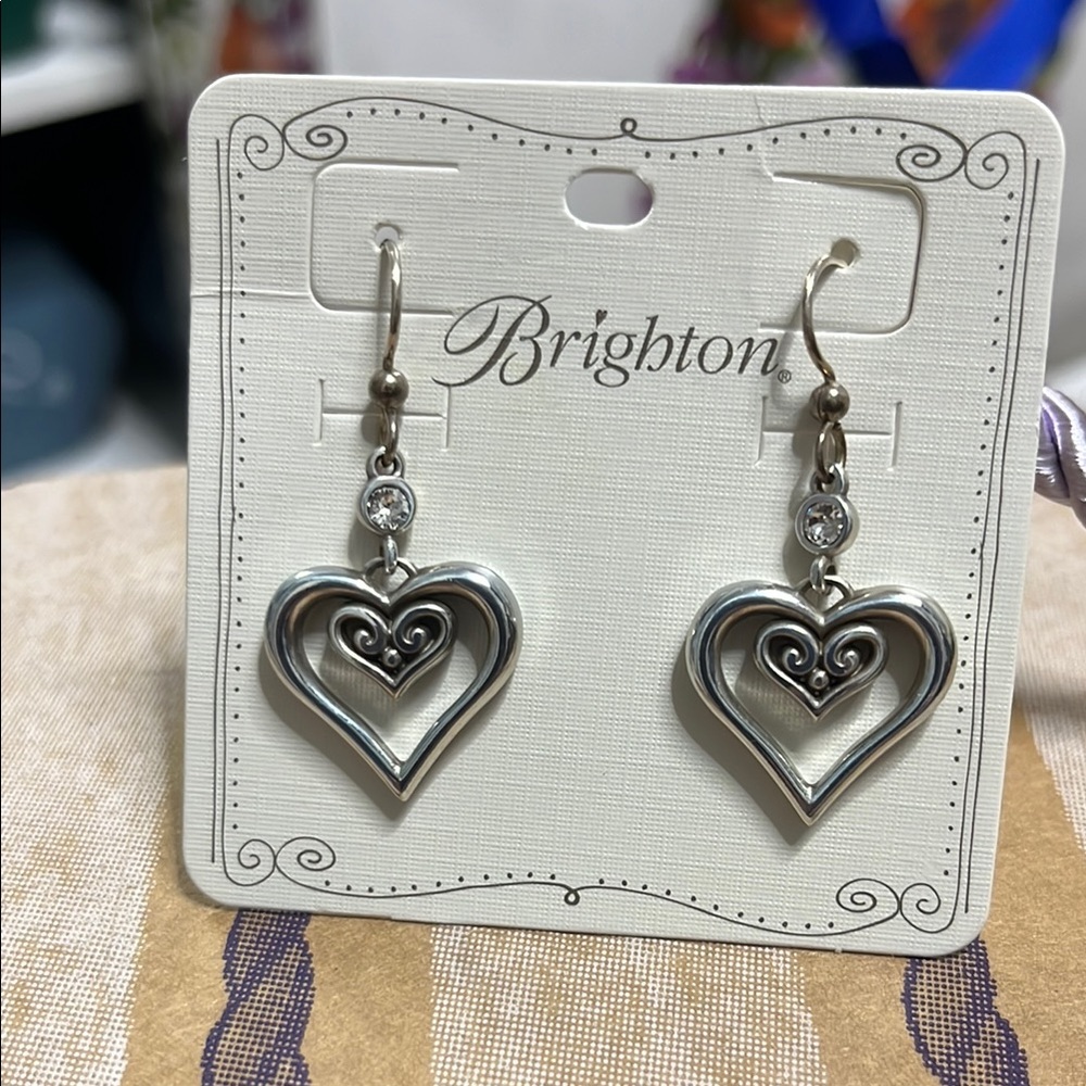 Brighton Silver Heart Drop Earrings with French Hooks